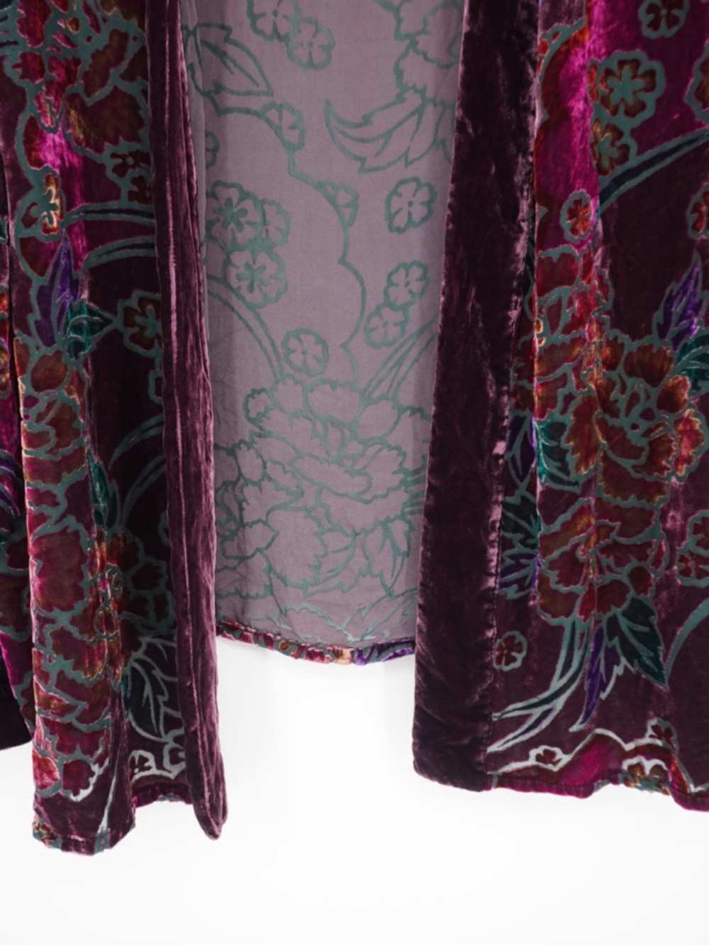 French Laundry Floral Burnout Velvet Long Sleeve Open Front Kimono 2X silk blend - Picture 5 of 10